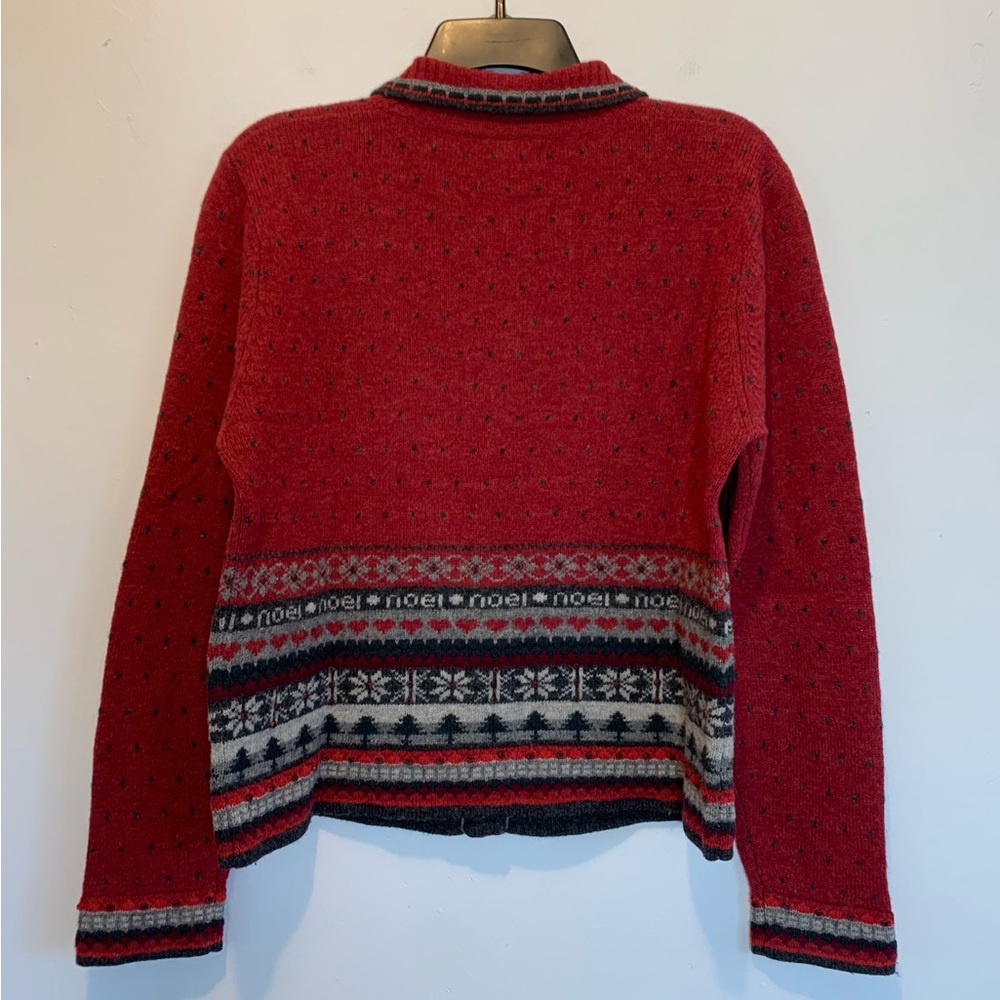 Vintage Woolrich Lambswool Fair Isle Cardigan Medium Red Cabin Holidays - Picture 5 of 9